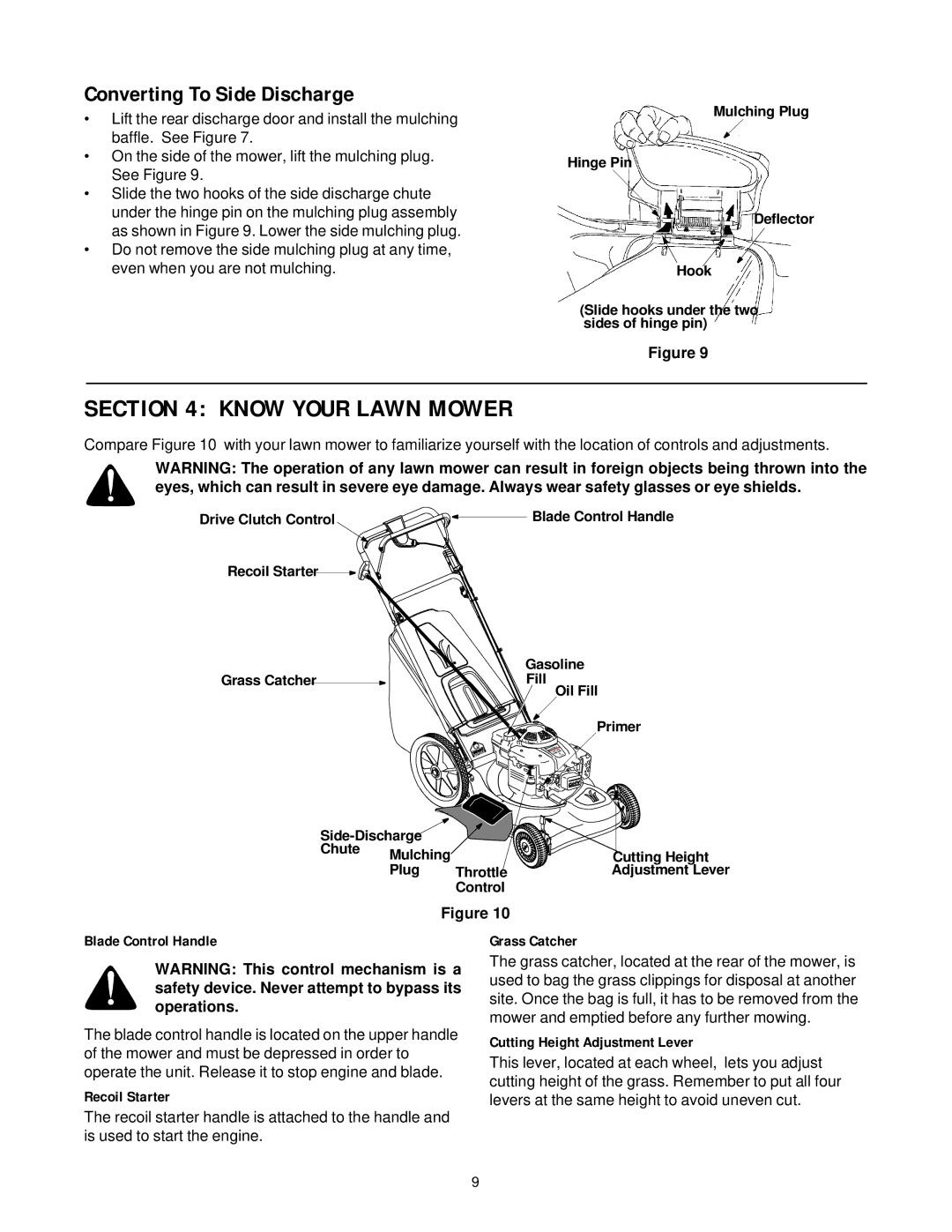 White Outdoor HW-656 manual Know Your Lawn Mower, Converting To Side Discharge 