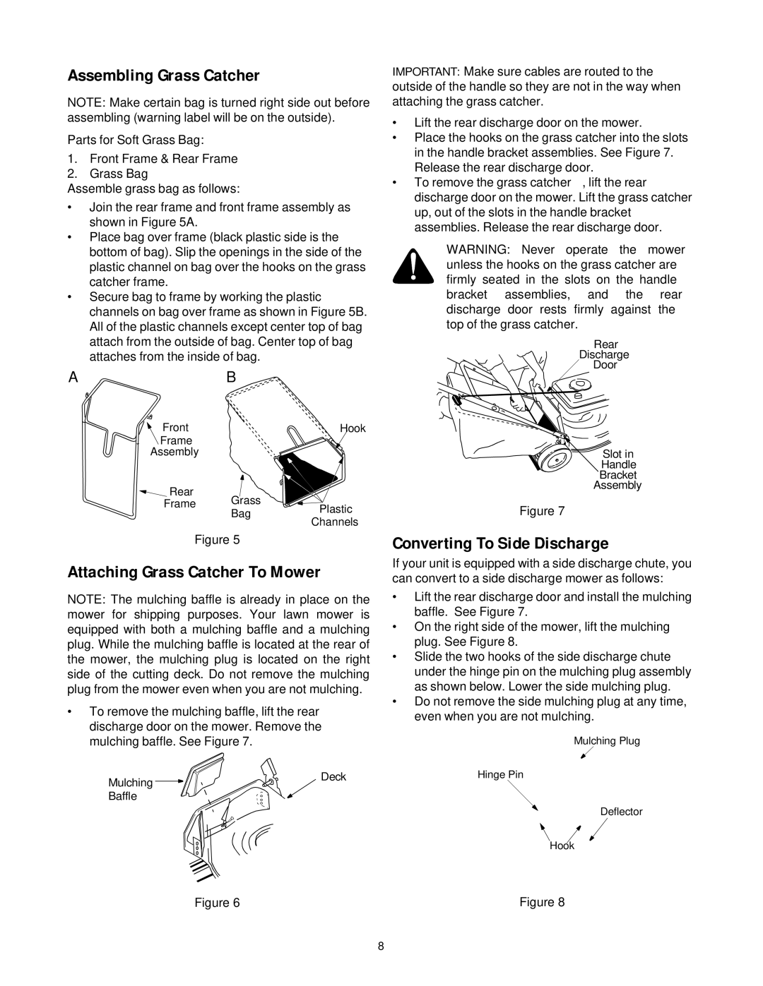 White Outdoor LC-436 manual Assembling Grass Catcher, Converting To Side Discharge 