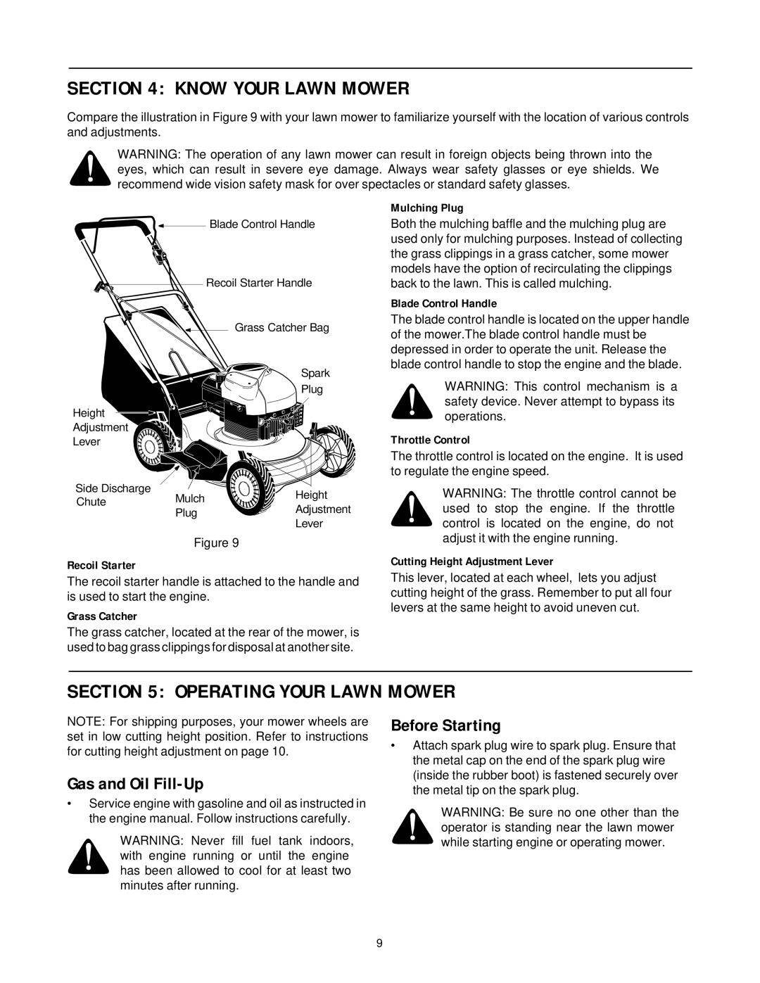 White Outdoor LC-436 manual Know Your Lawn Mower, Operating Your Lawn Mower, Gas and Oil Fill-Up, Before Starting 