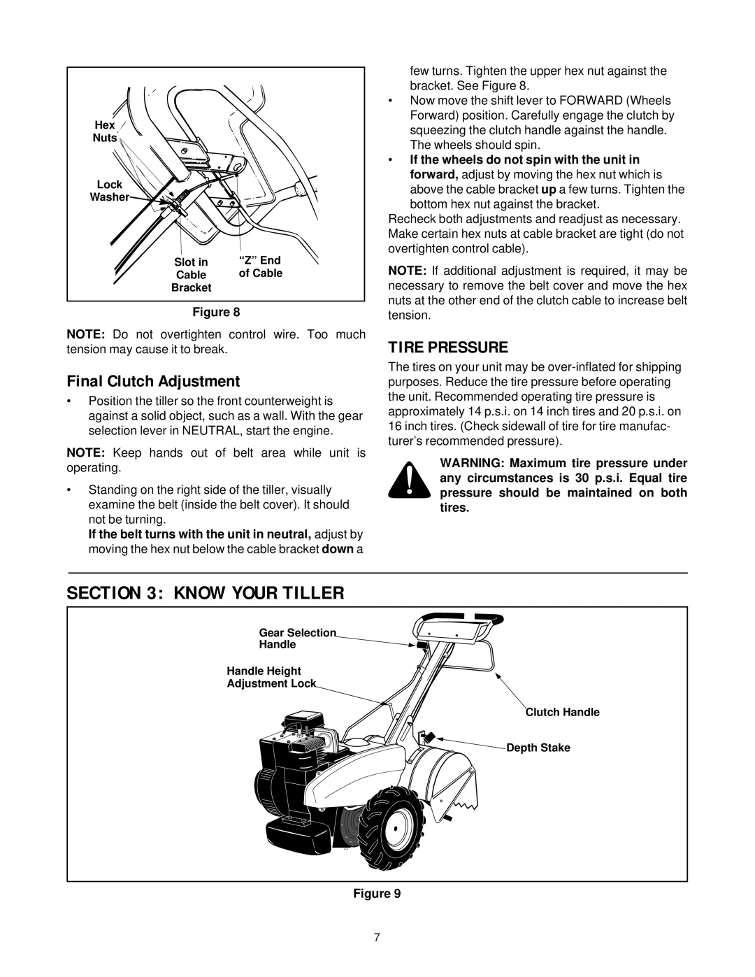 White Outdoor RB-530 manual Know Your Tiller, Final Clutch Adjustment 