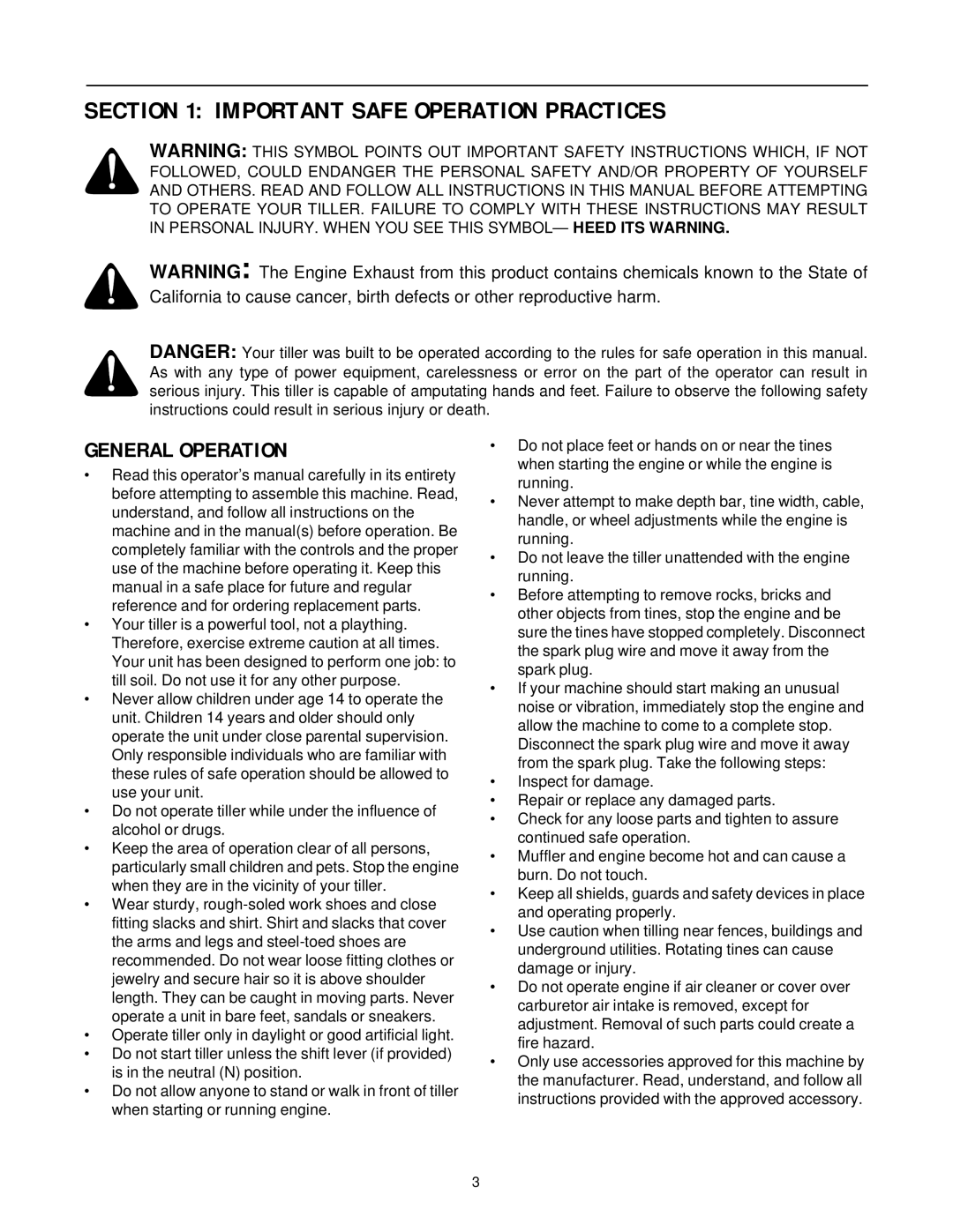 White Outdoor RB650 manual Important Safe Operation Practices, General Operation 