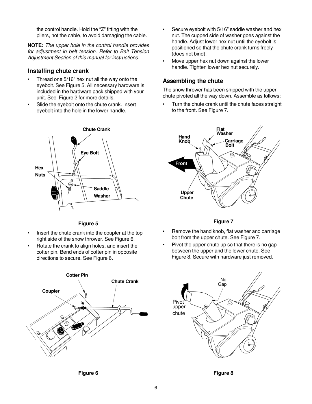 White Outdoor SB 45 manual Installing chute crank, Assembling the chute 