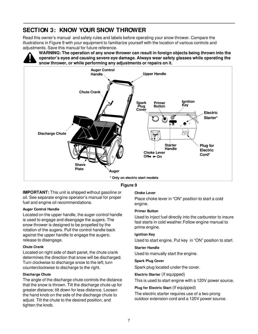 White Outdoor SB 45 manual Know Your Snow Thrower, Auger Control Handle 