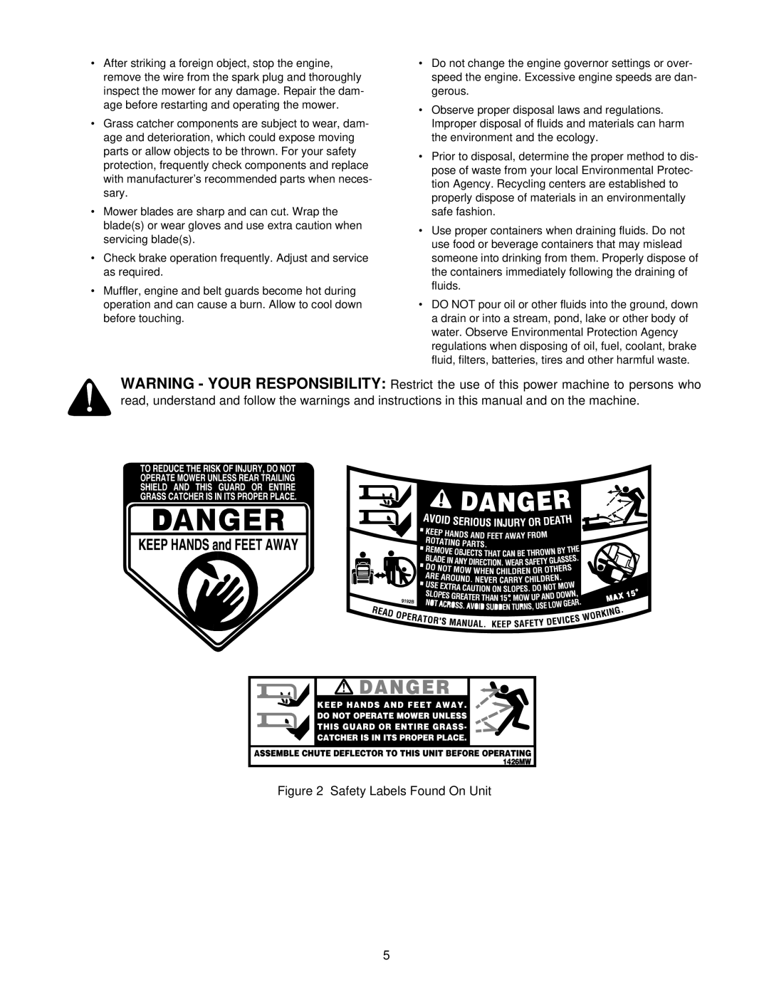 White Outdoor Z - 165 manual Safety Labels Found On Unit 