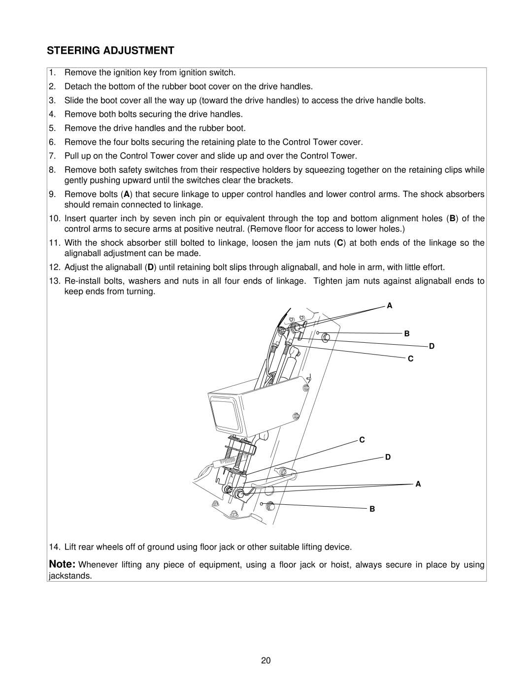 White Outdoor Z - 180, Z - 180L, Z - 200 manual Steering Adjustment 