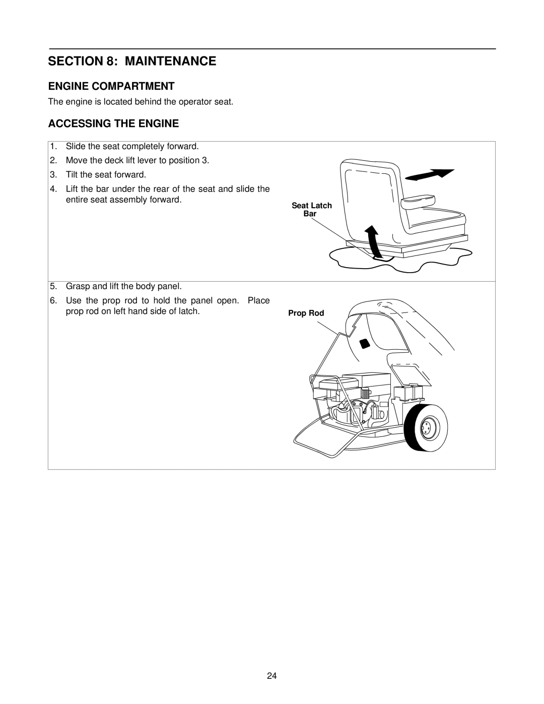 White Outdoor Z - 180, Z - 180L, Z - 200 manual Maintenance, Engine Compartment, Accessing the Engine 