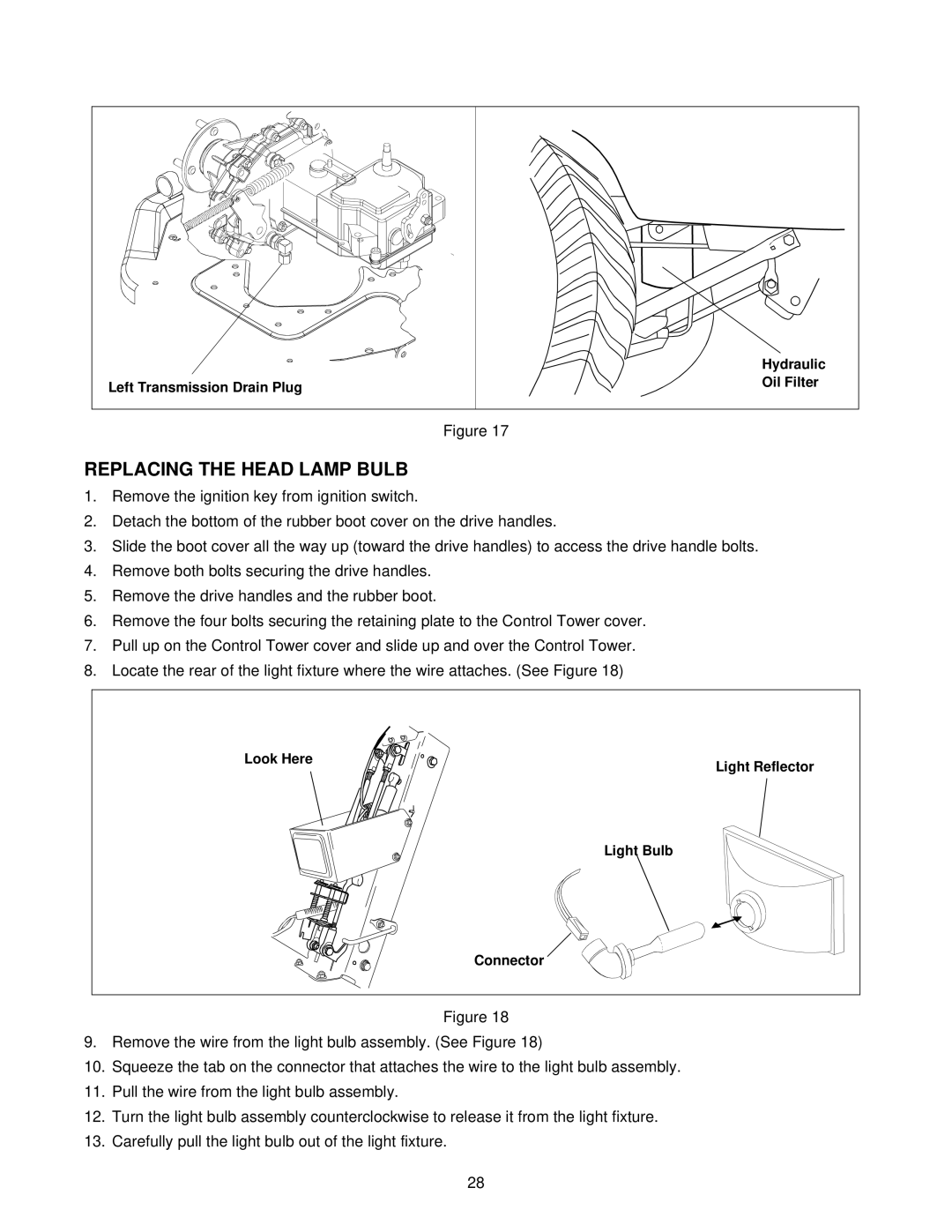 White Outdoor Z - 180, Z - 180L, Z - 200 manual Replacing the Head Lamp Bulb 