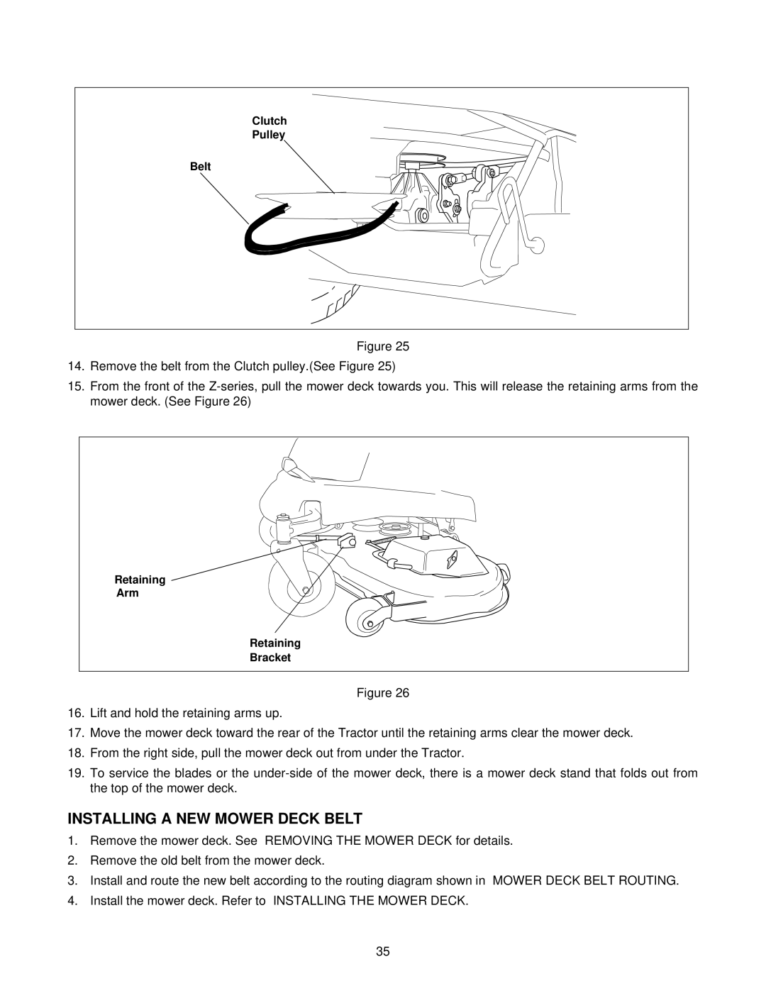 White Outdoor Z - 180, Z - 180L, Z - 200 manual Installing a NEW Mower Deck Belt 