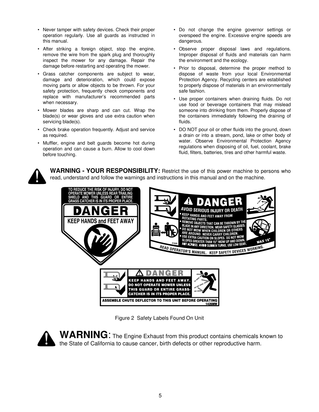 White Outdoor Z - 180, Z - 180L, Z - 200 manual Safety Labels Found On Unit 