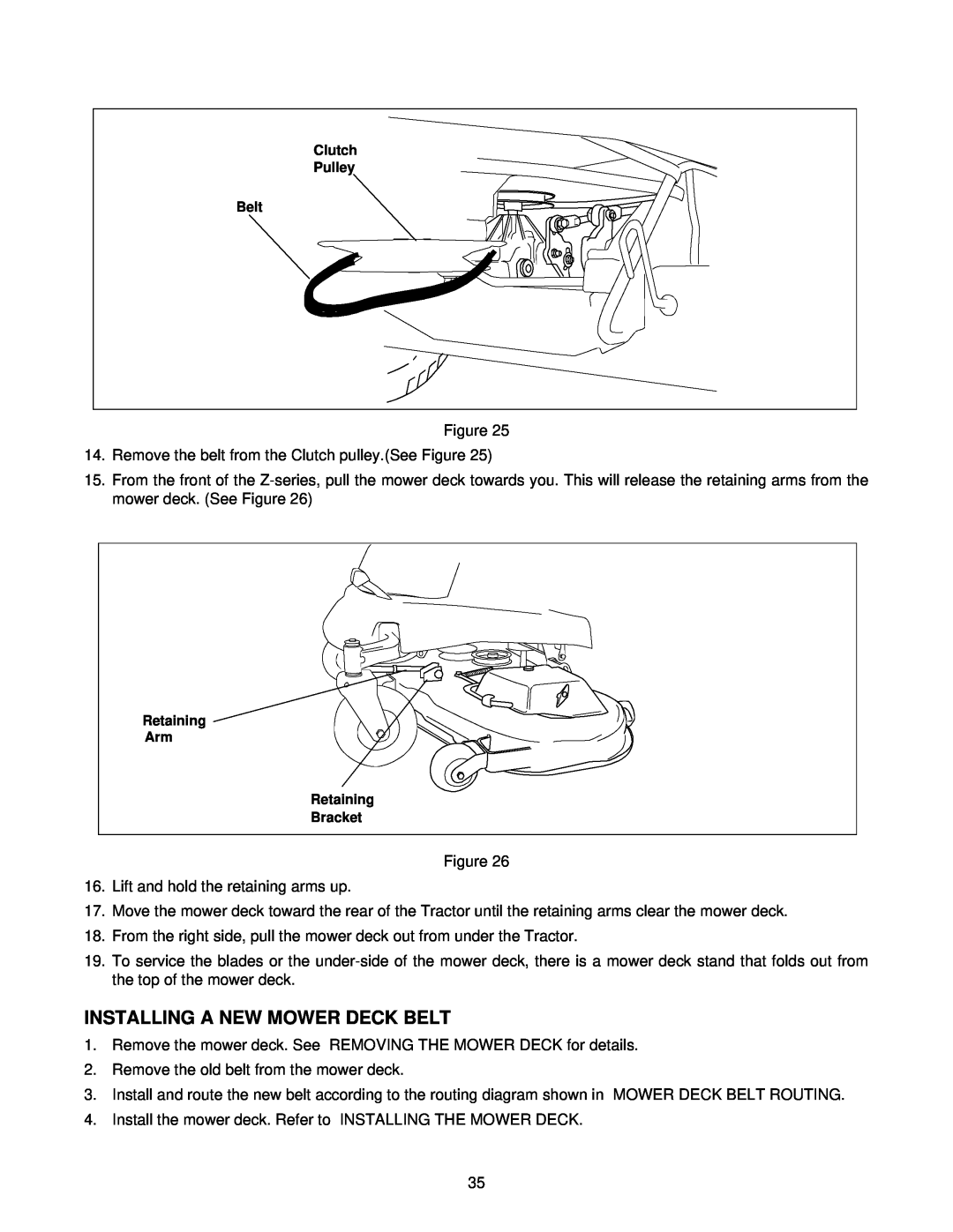 White Outdoor Z - 180, Z - 180L, Z - 200 manual Installing A New Mower Deck Belt 