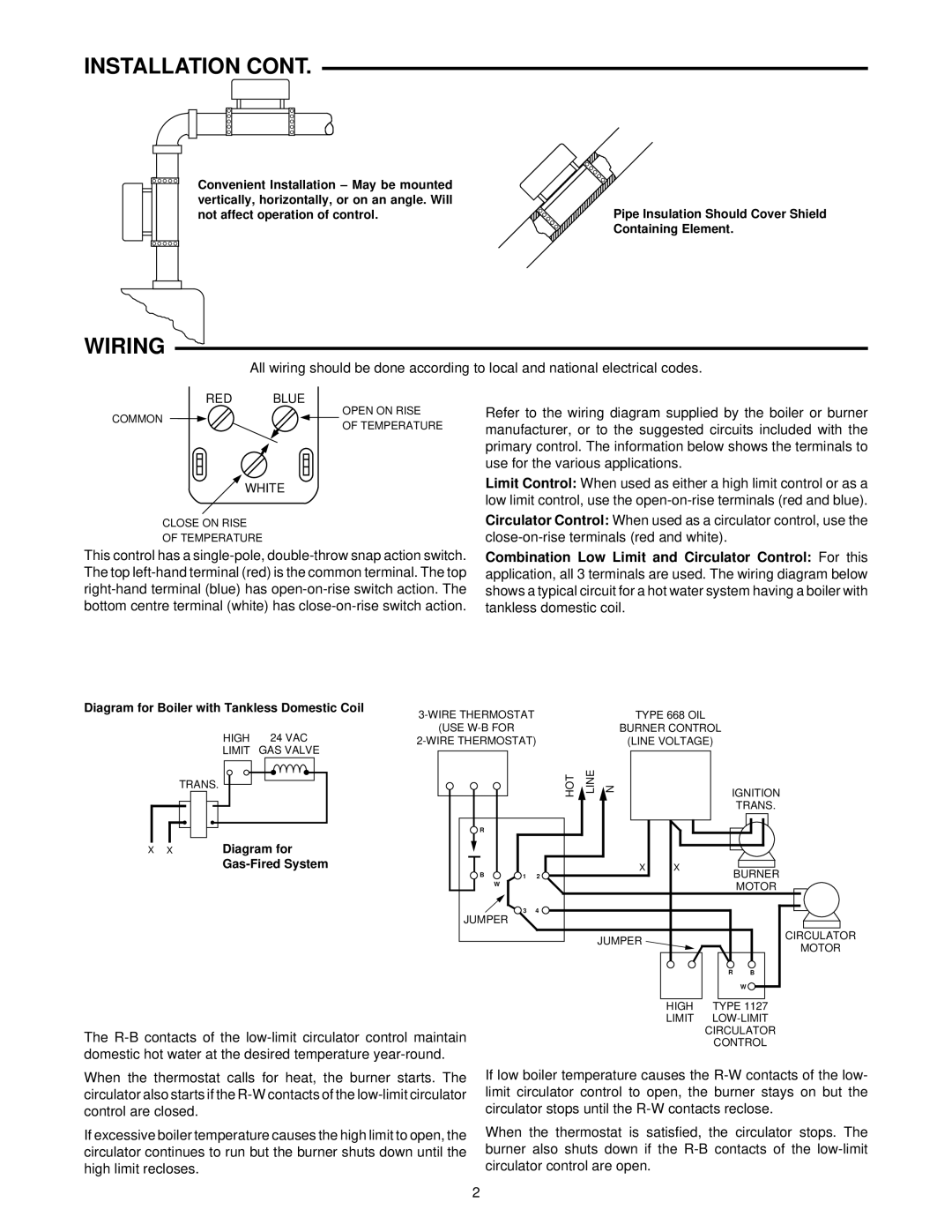 White Rodgers 1127 installation instructions Wiring, White 