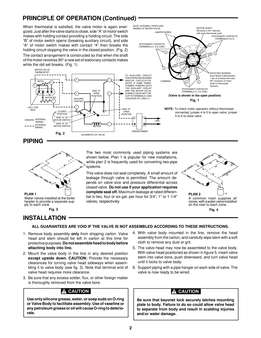 White Rodgers 1311 installation instructions Principle of Operation, Piping, Installation 