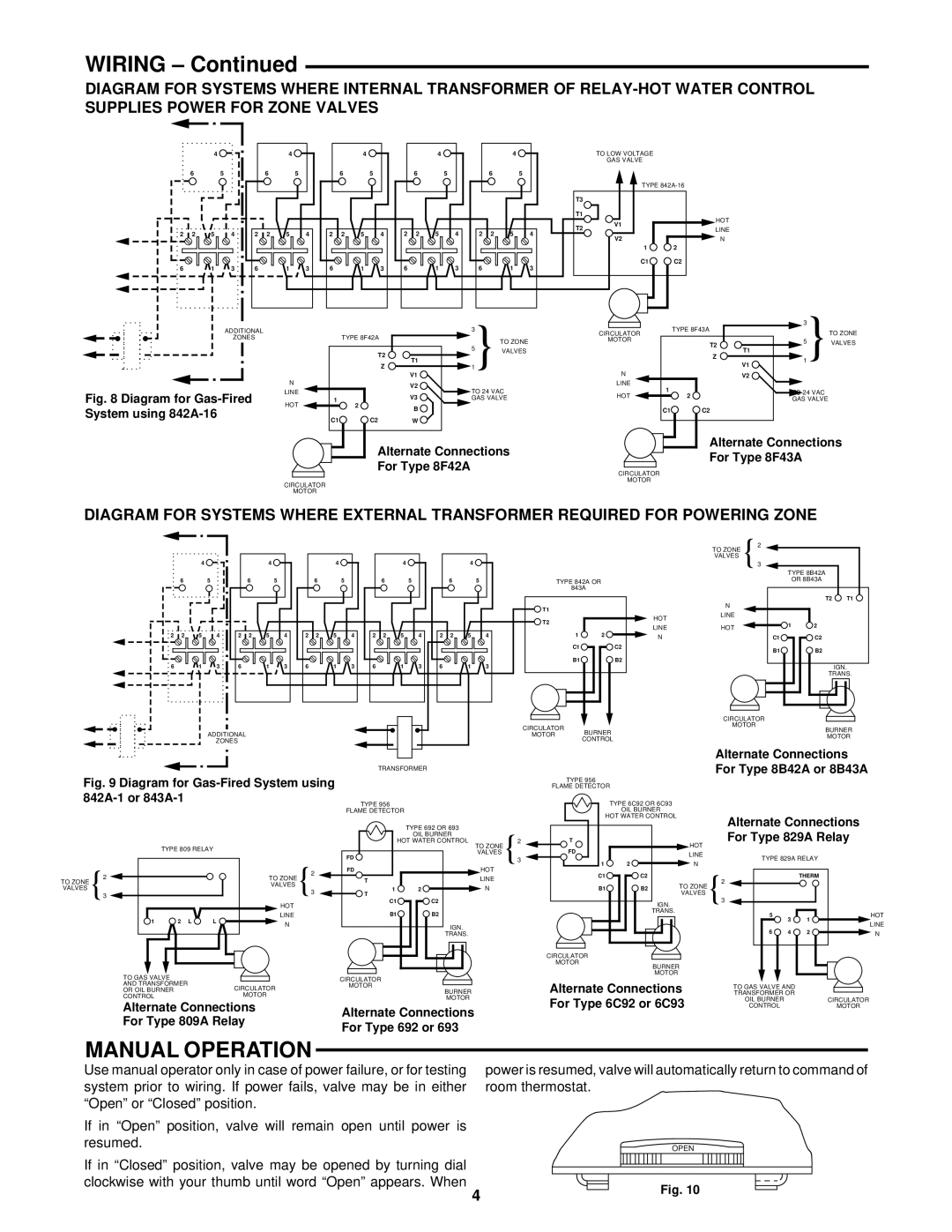 White Rodgers 1311 installation instructions Wiring, Manual Operation 