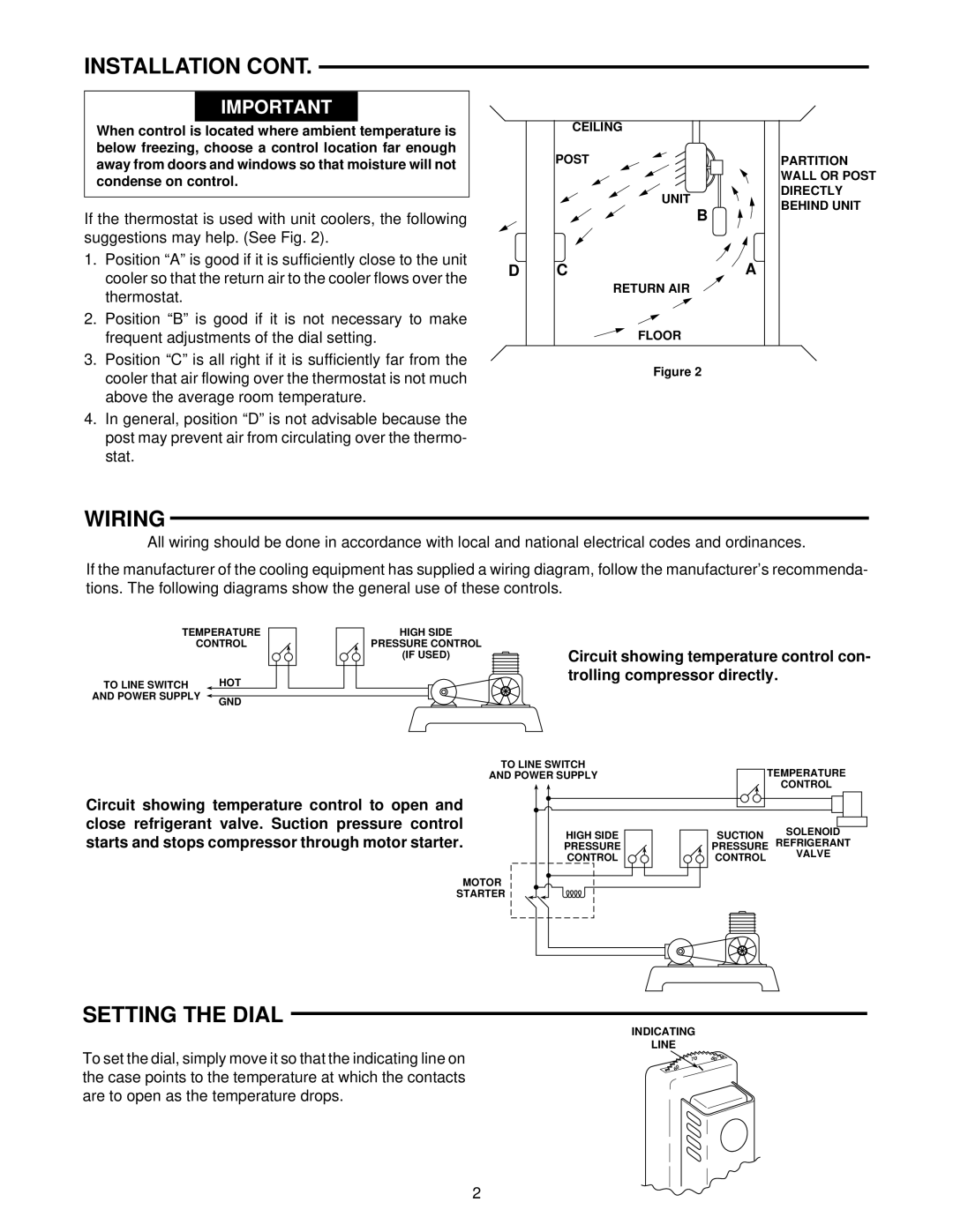 White Rodgers 151 installation instructions Wiring, Setting the Dial 