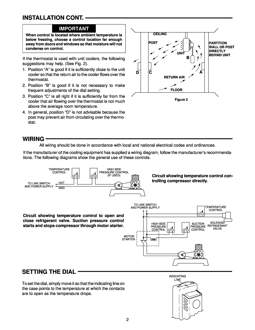 White Rodgers 151 installation instructions Installation Cont, Wiring, Setting The Dial 