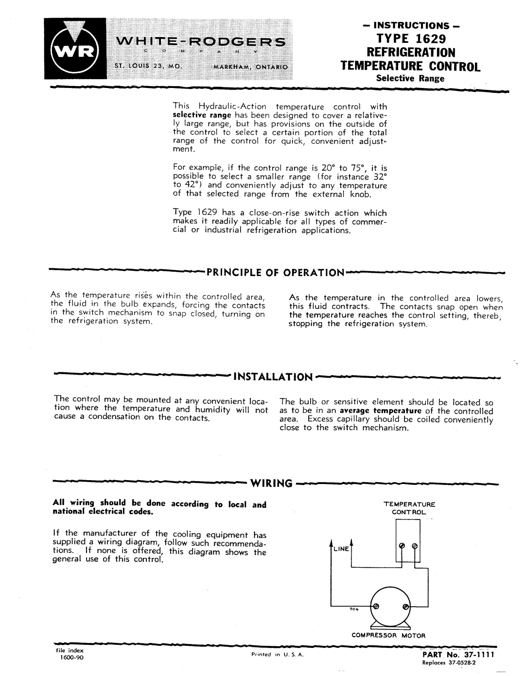 White Rodgers 1629 manual 