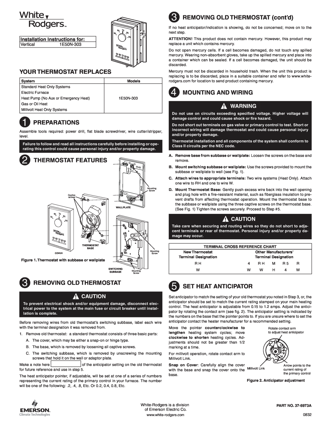 White Rodgers 1E50N-303 installation instructions Your Thermostat Replaces, Preparations, Thermostat Features 