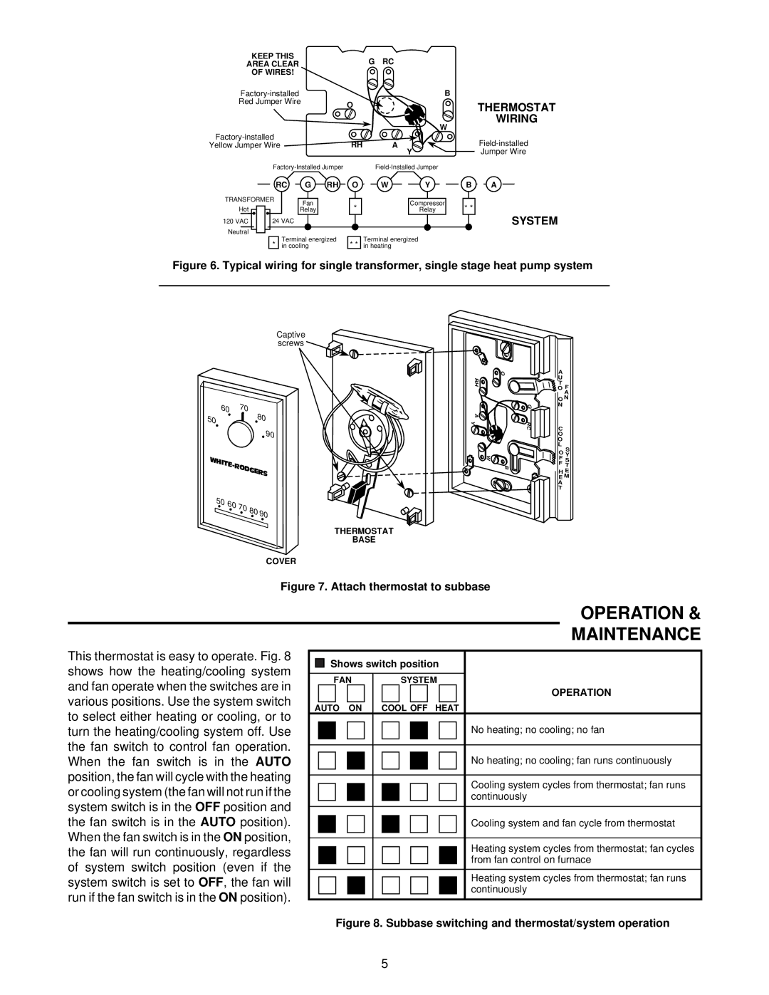 White Rodgers 1E56W-444 installation instructions Operation Maintenance, Transformer 