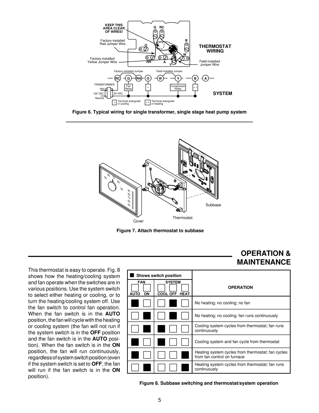 White Rodgers 1F56W-444 installation instructions Operation Maintenance, Factory-installed Red Jumper Wire 