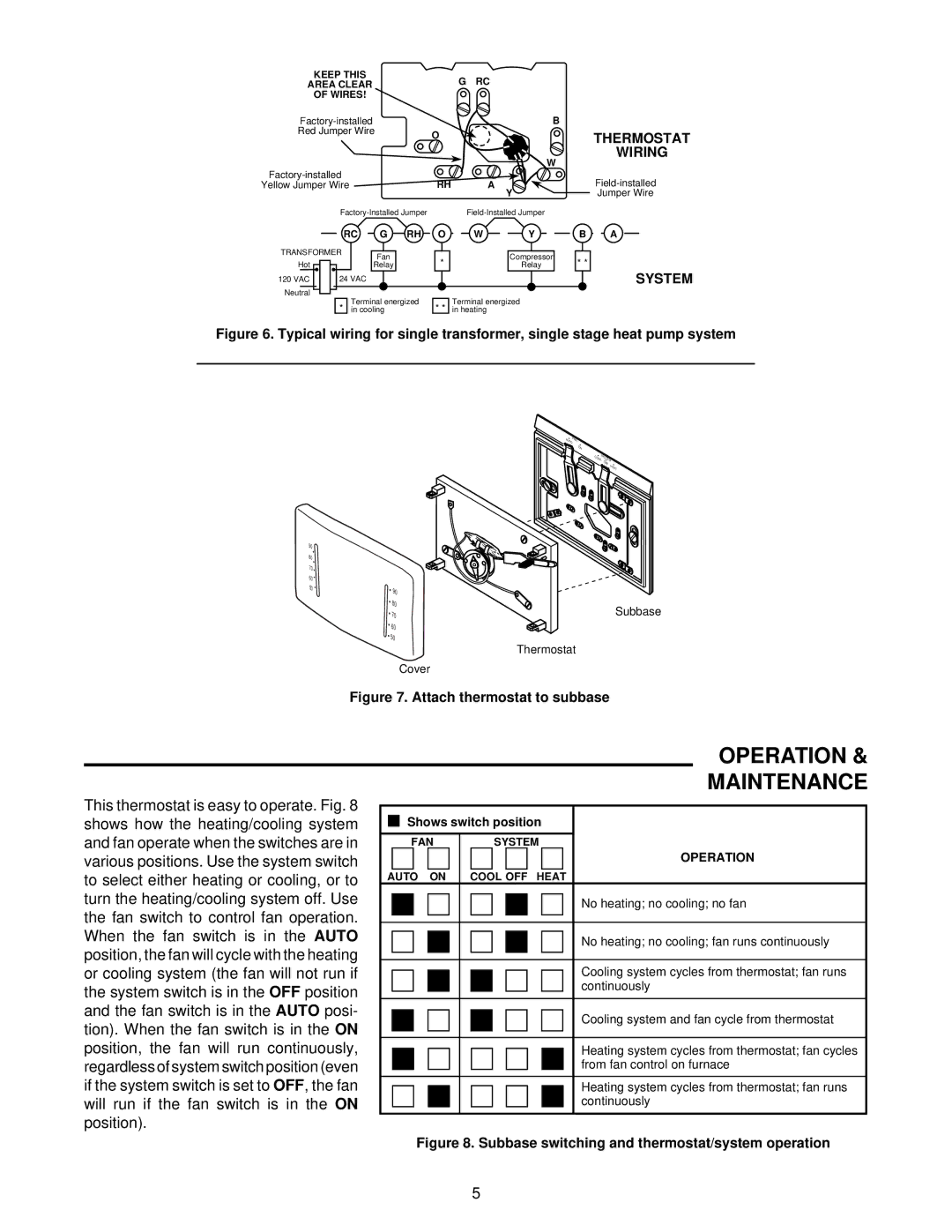 White Rodgers 1F56W-911 installation instructions Operation Maintenance, Factory-installed Red Jumper Wire 