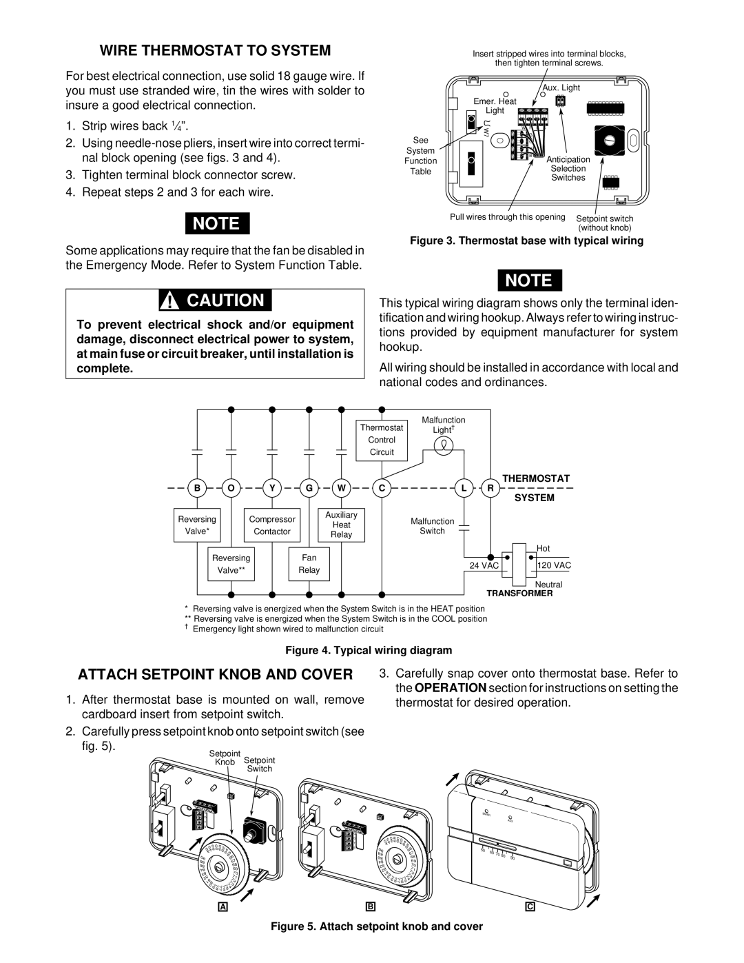 White Rodgers 1F59-11 specifications Wire Thermostat to System, Attach Setpoint Knob and Cover 