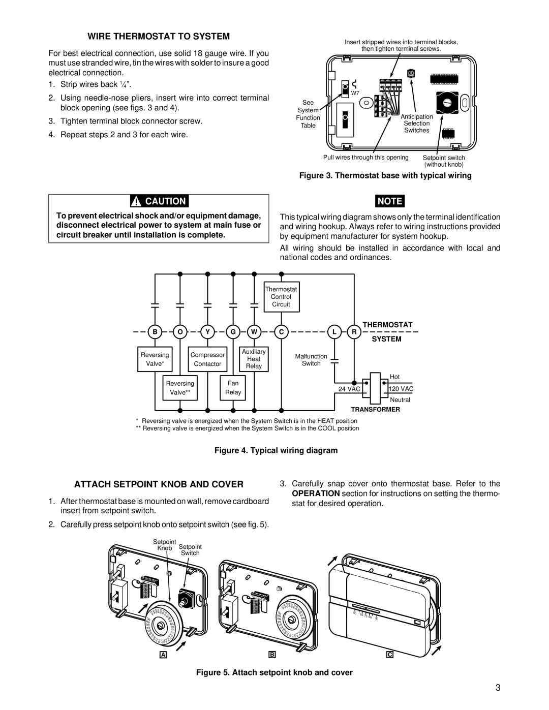 White Rodgers 1F59-13 specifications Wire Thermostat to System, Attach Setpoint Knob and Cover 