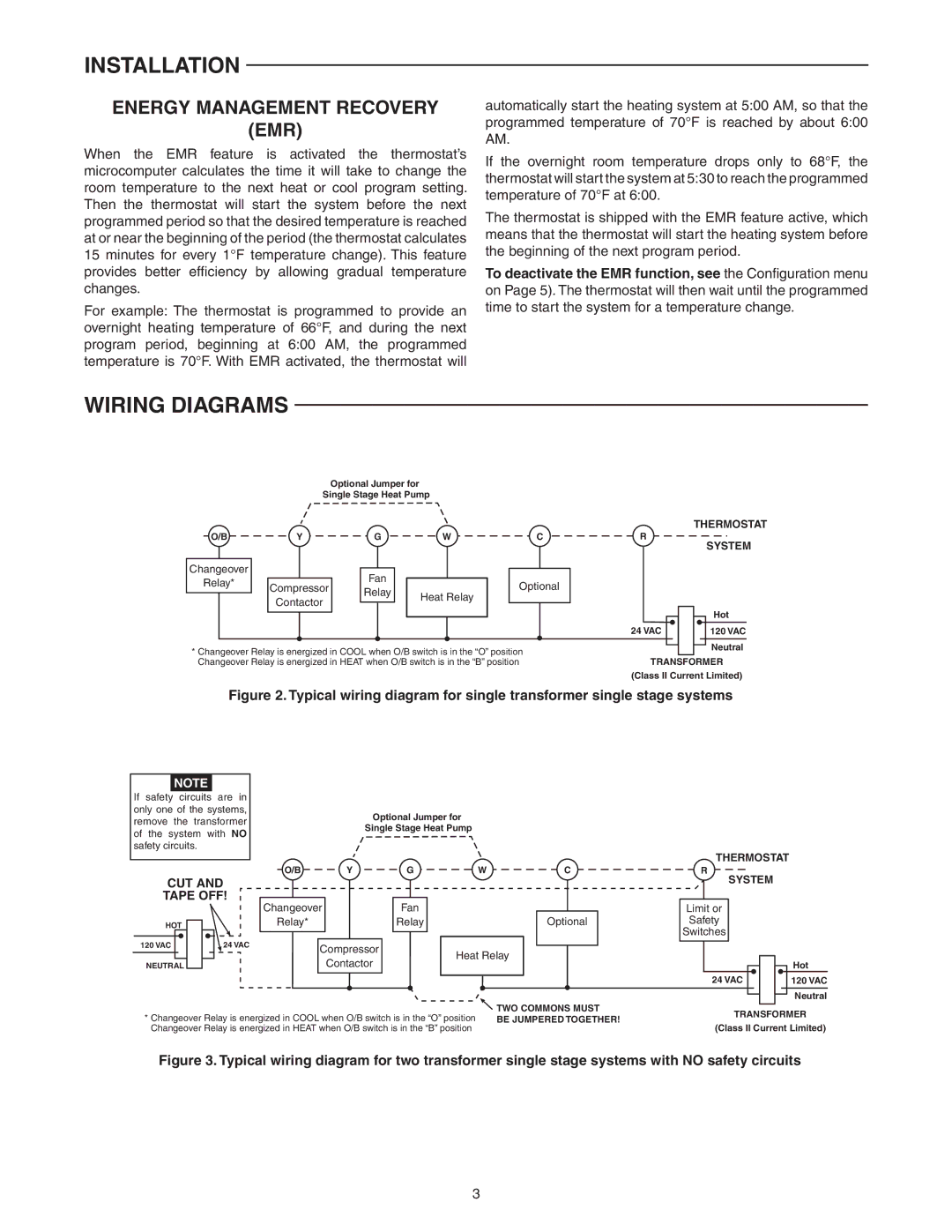 White Rodgers 1F80-0224 specifications Wiring Diagrams, Energy Management Recovery EMR 