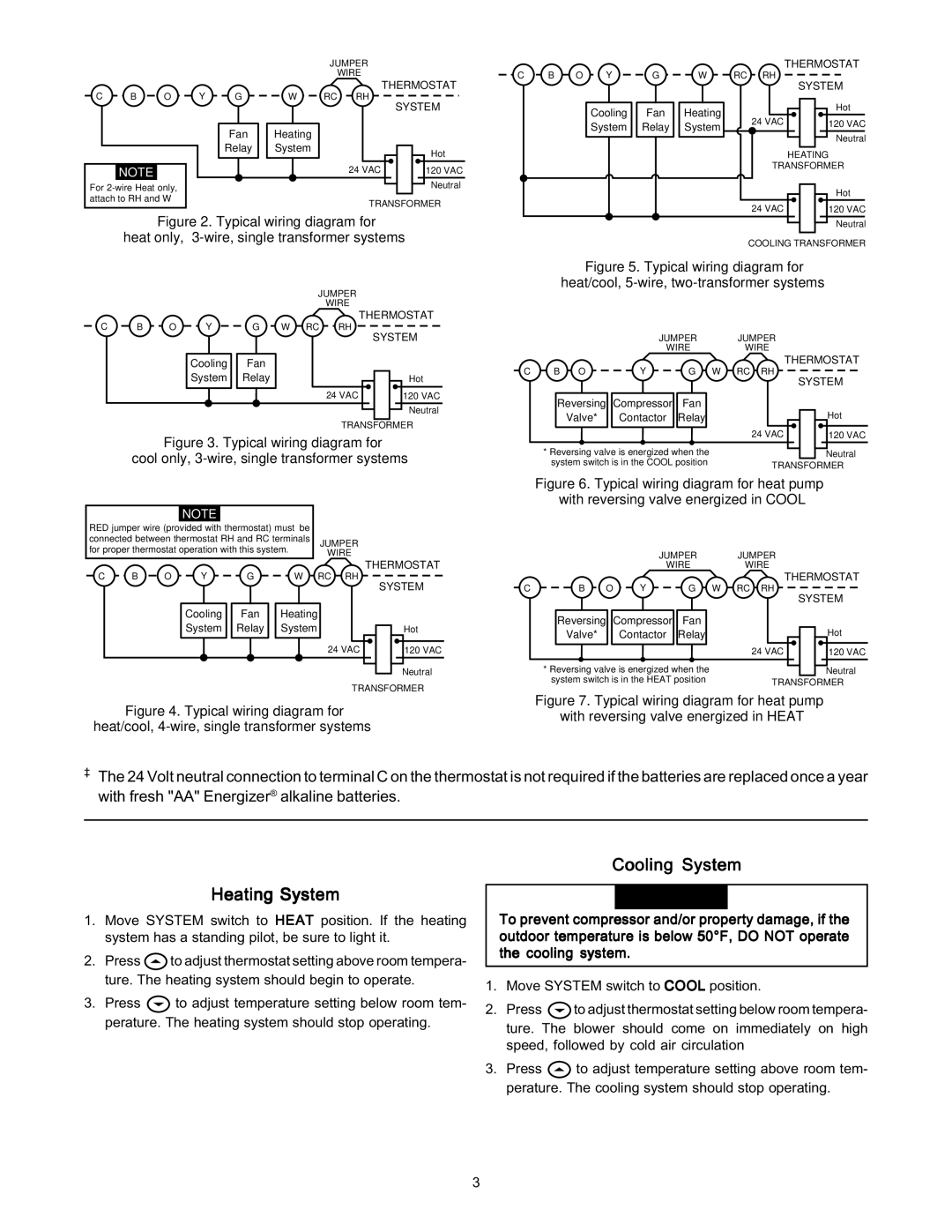 White Rodgers 1F80-361 specifications Heating System, Cooling System 