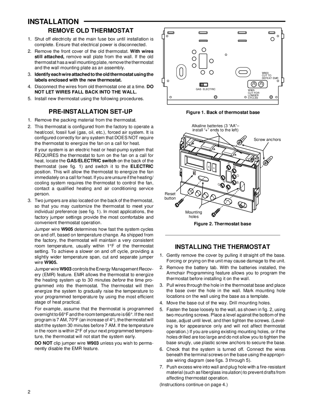 White Rodgers 1F80-71 specifications Remove OLD Thermostat, Pre-Installation Set-Up, Installing the Thermostat 