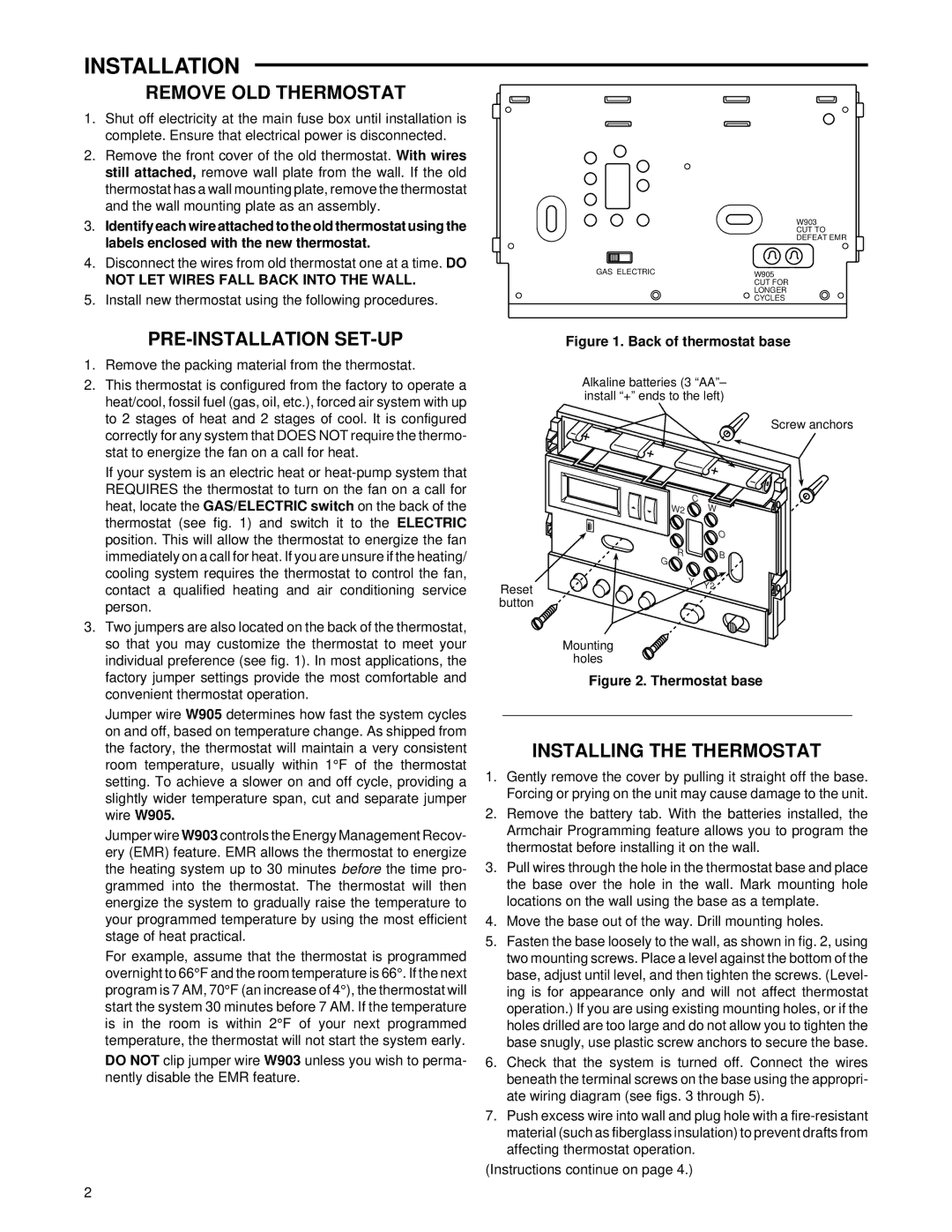 White Rodgers 1F81-71 specifications Remove OLD Thermostat, Pre-Installation Set-Up, Installing the Thermostat 