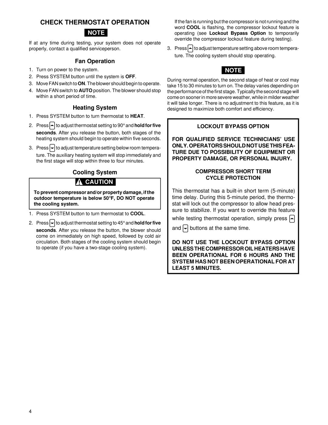 White Rodgers 1F81-71 specifications Check Thermostat Operation, Fan Operation, Heating System, Cooling System 