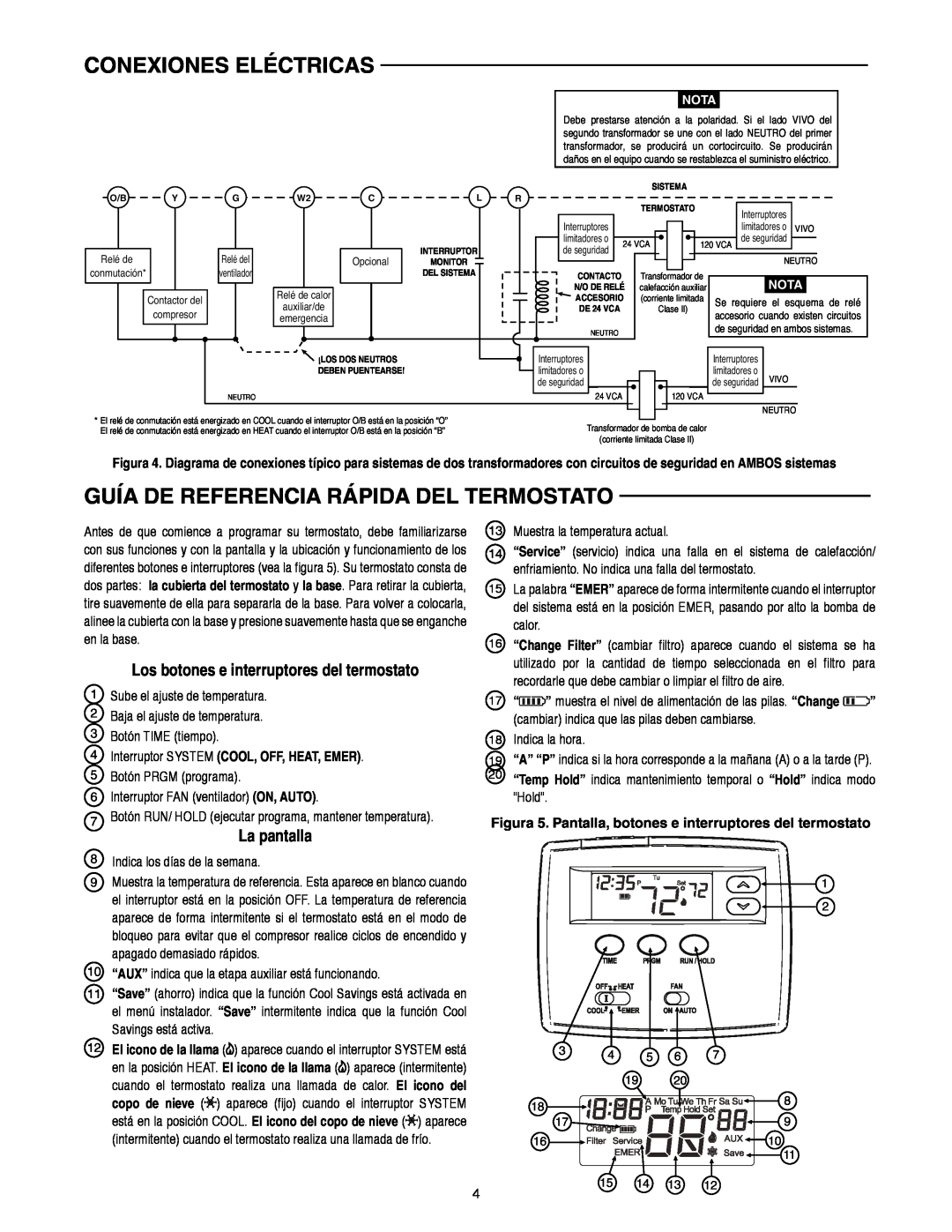 White Rodgers 1F82-0261 Guía De Referencia Rápida Del Termostato, La pantalla, Los botones e interruptores del termostato 