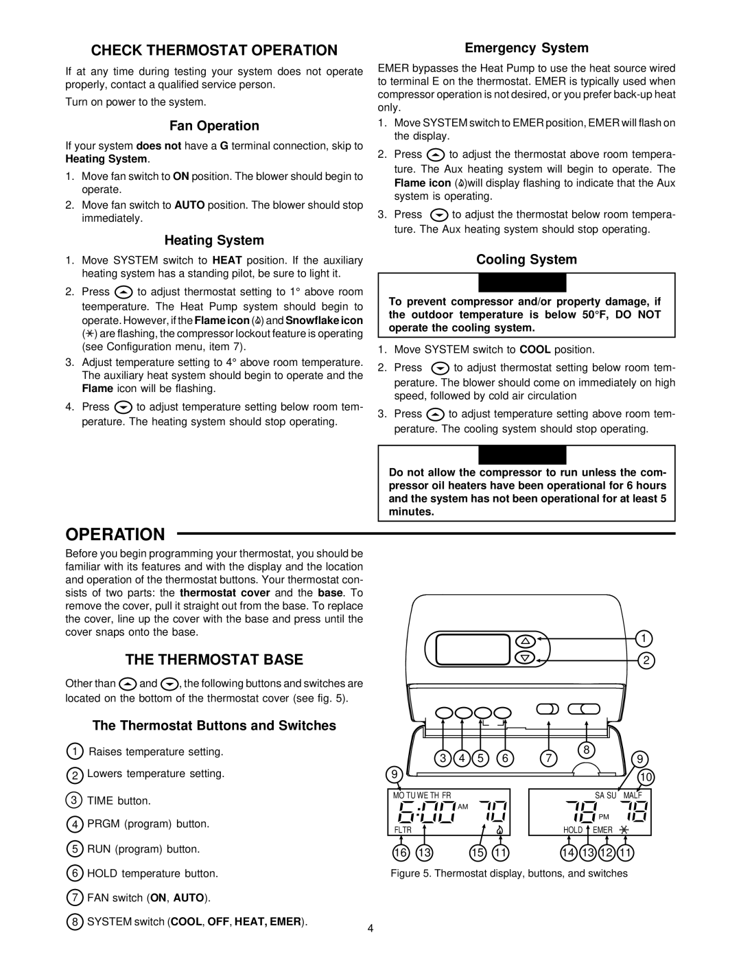 White Rodgers 1F82-261 specifications Check Thermostat Operation, Thermostat Base 