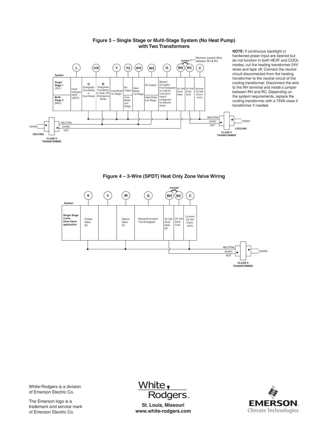 White Rodgers 1F85-0422 manual Jumper, System Single Stage 3-wire Zone Valve application 