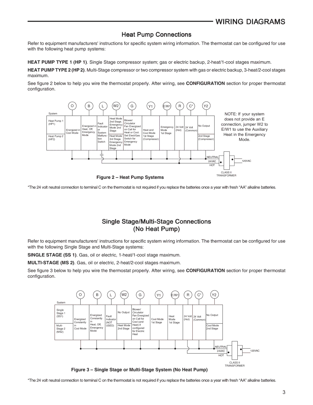 White Rodgers 1F85-275 Wiring Diagrams, Heat Pump Connections, Single Stage/Multi-Stage Connections No Heat Pump 