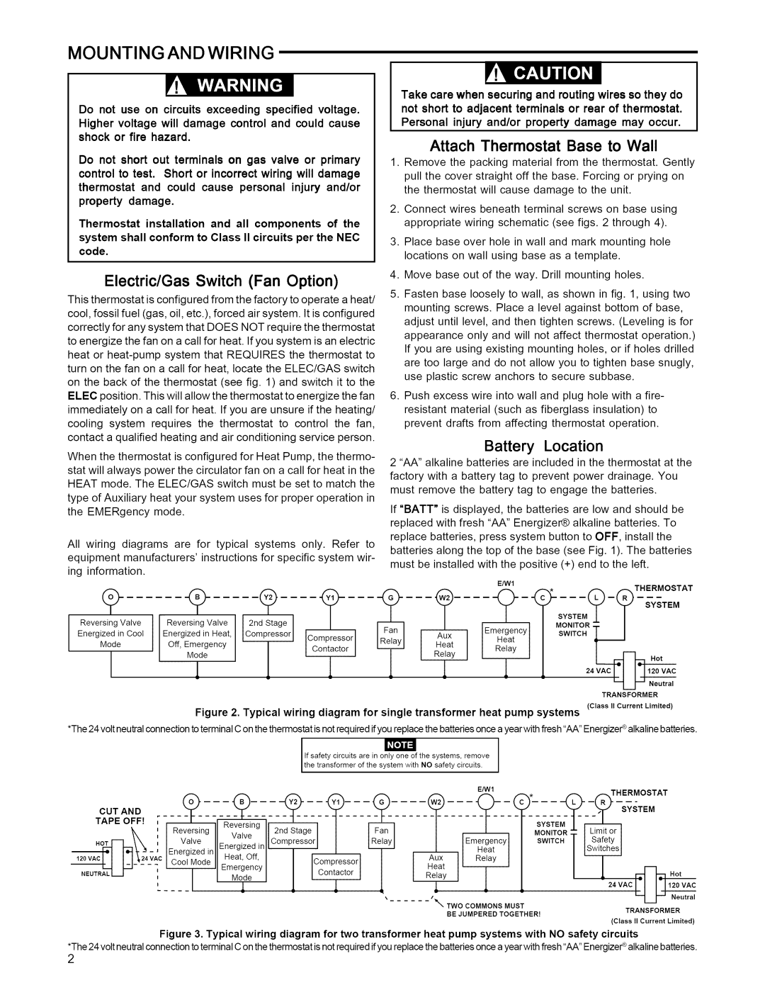 White Rodgers 1F85-277 installation instructions Mounting and Wiring, System, Battery Location, 14Wlcoo,Modell Plea 