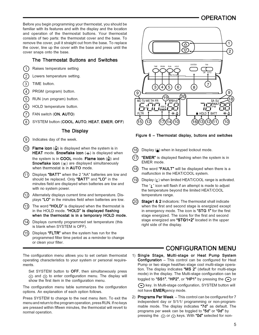 White Rodgers 1F85-277 installation instructions Operation, Configuration Menu, Lr IJ EiEL, Uui, Display 