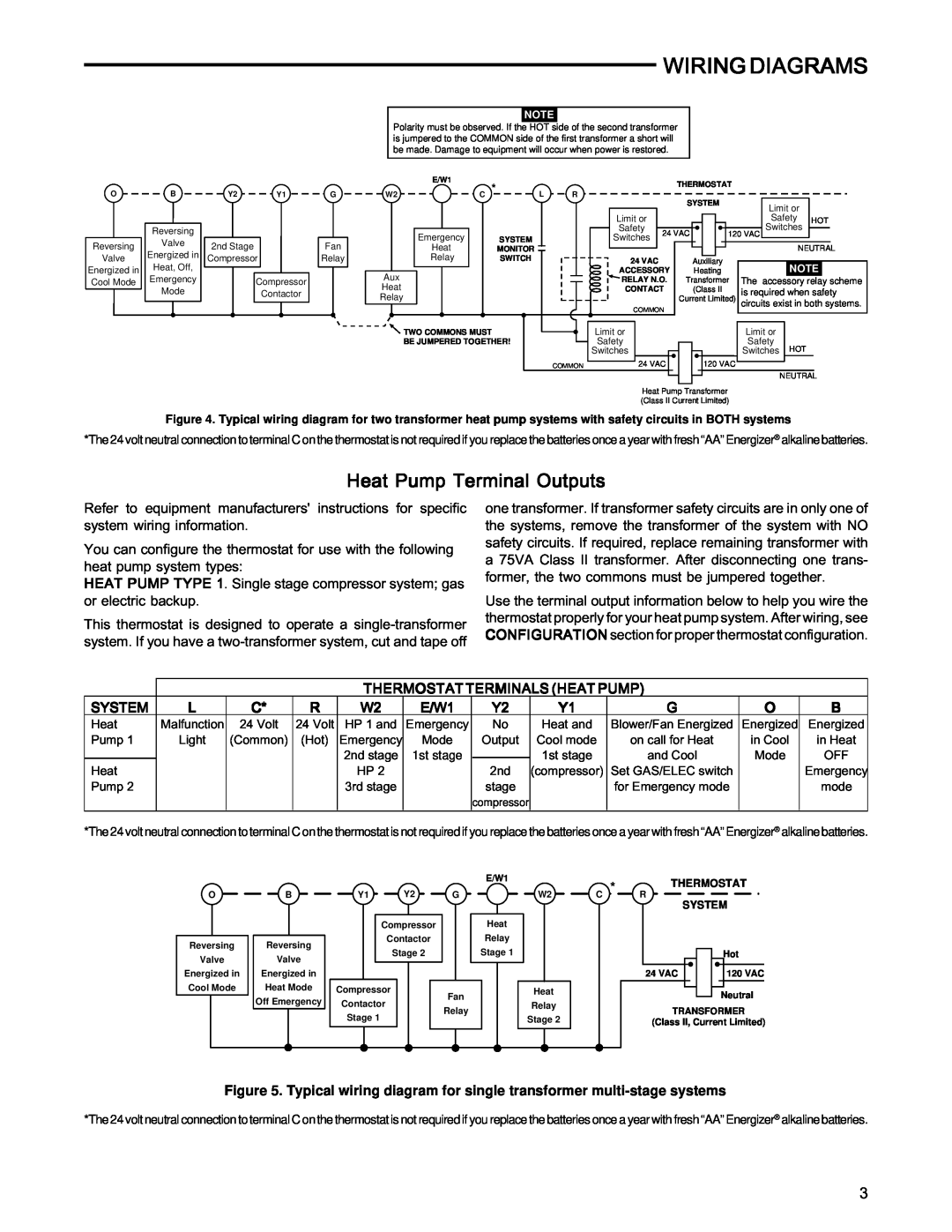 White Rodgers 1F85-277 installation instructions Wiring Diagrams, Heat Pump Terminal Outputs 