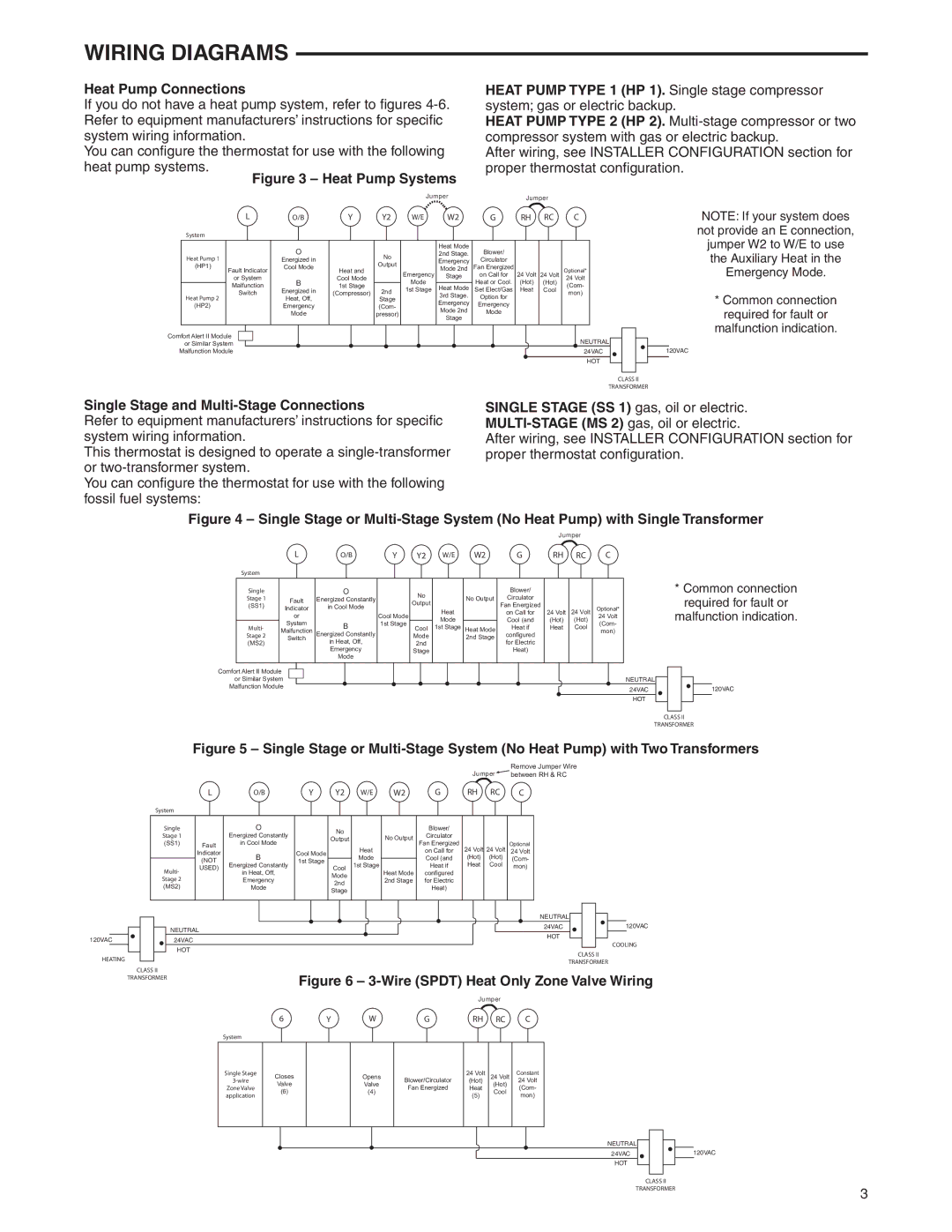 White Rodgers 1F85-0471, 1F85CA-0471 Wiring Diagrams, Heat Pump Connections, Single Stage and Multi-Stage Connections 