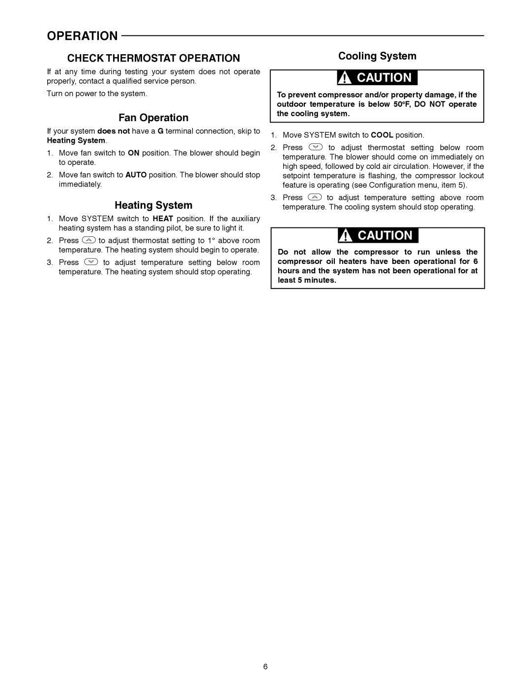 White Rodgers 1F86-0244 specifications Fan Operation, Heating System, Cooling System 