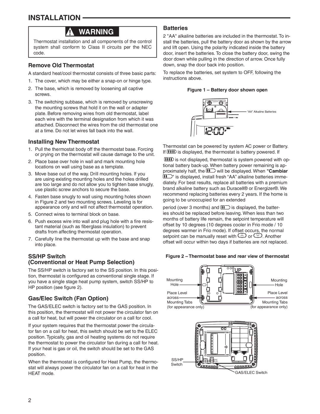 White Rodgers 1F86ST-0471, 1F80ST-0471 specifications Installation 