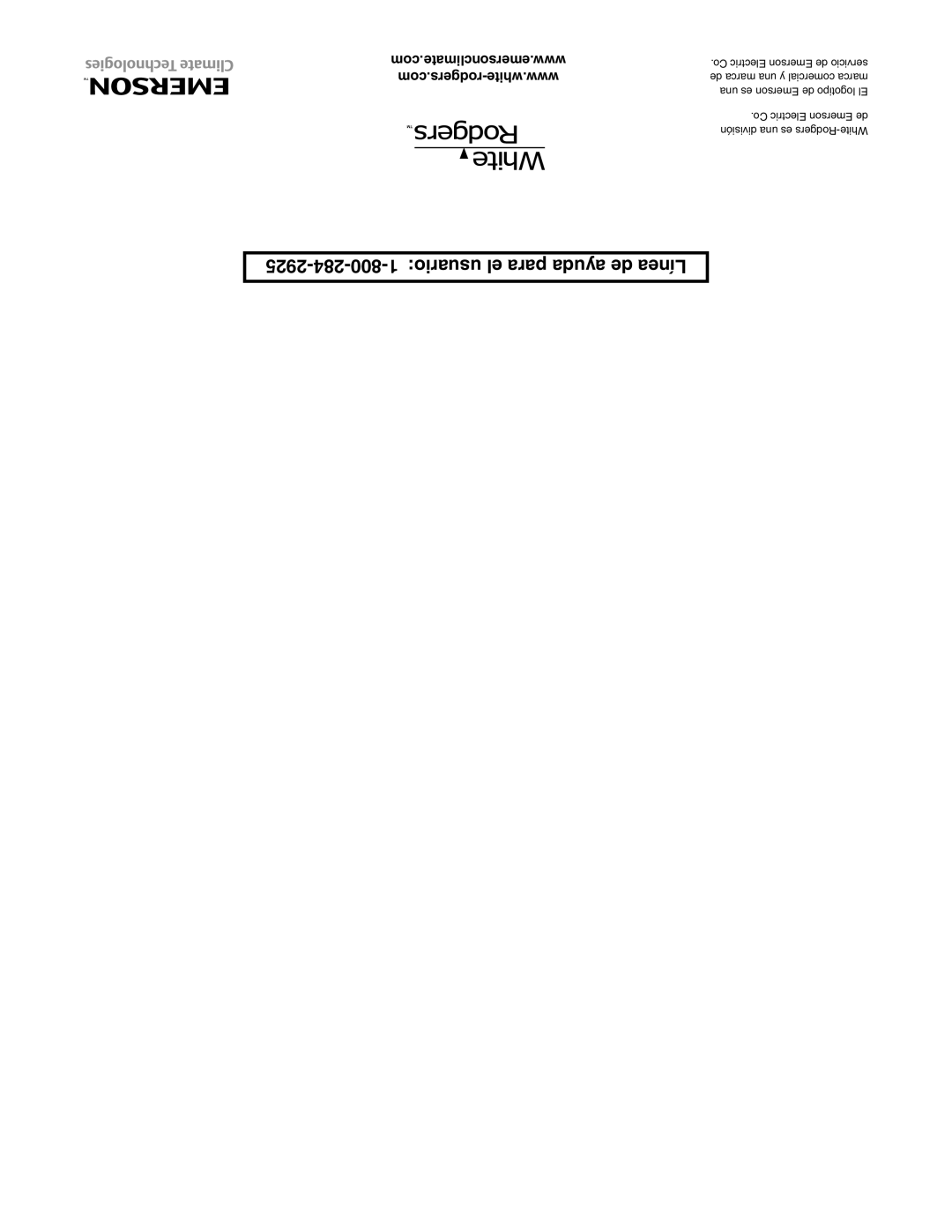 White Rodgers 1F89-0211 specifications Usuario el para ayuda de Línea, Com.emersonclimate.www com.rodgers-white.www 