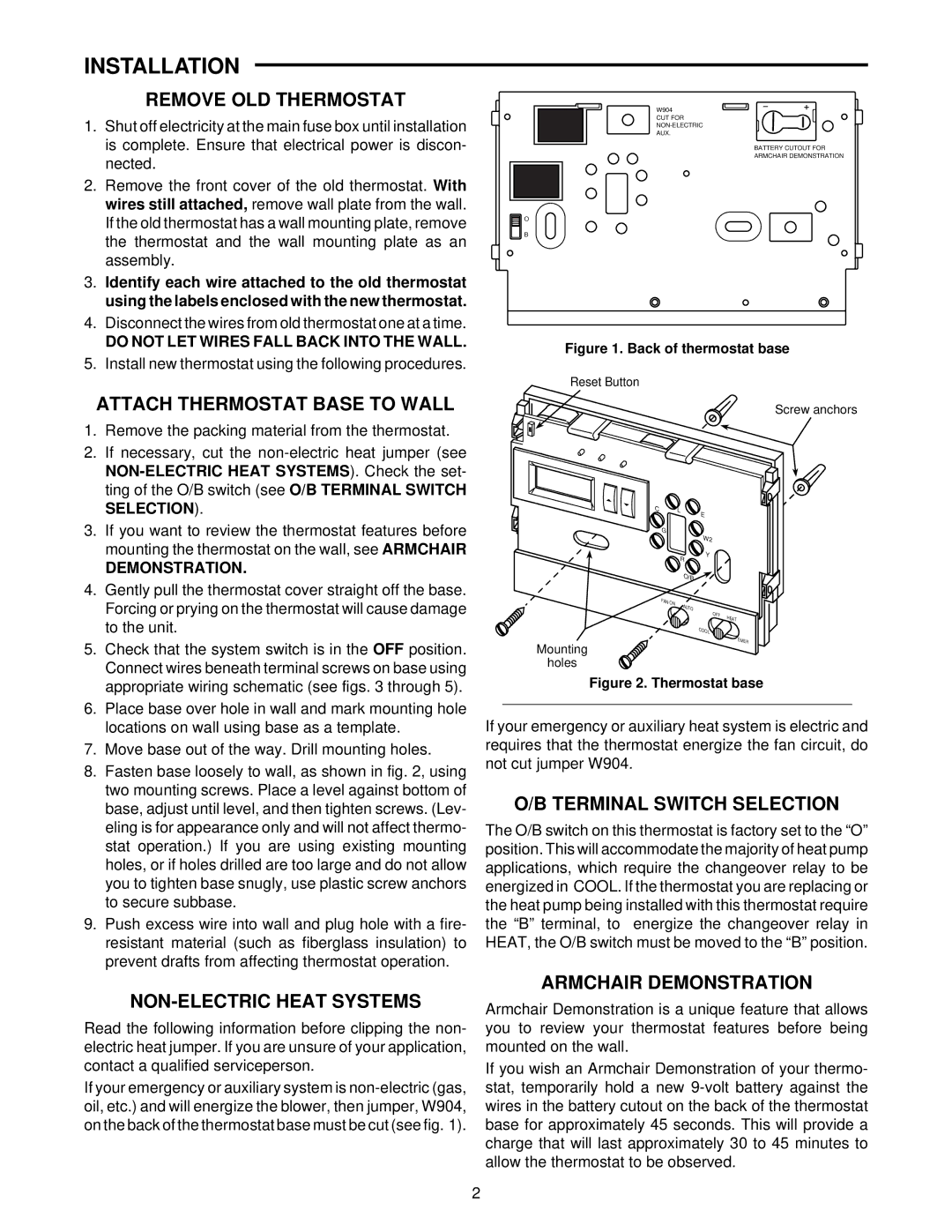 White Rodgers 1F89-11 specifications Installation 