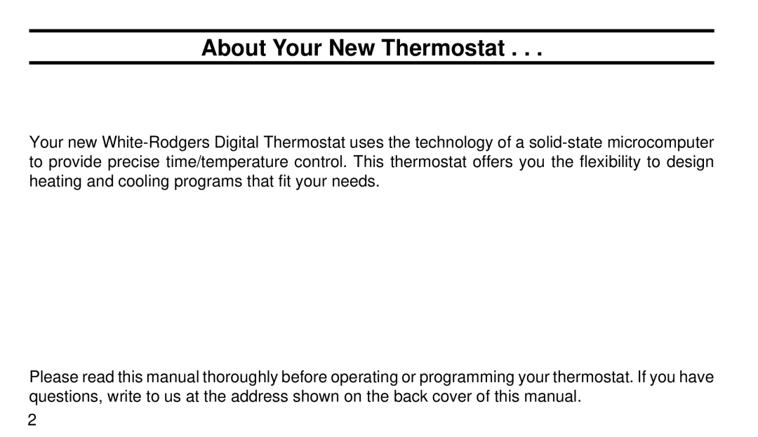 White Rodgers 1F90-51 manual About Your New Thermostat 