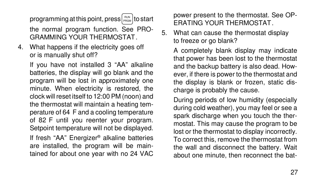 White Rodgers 1F90-51 manual Gramming Your Thermostat, Erating Your Thermostat 