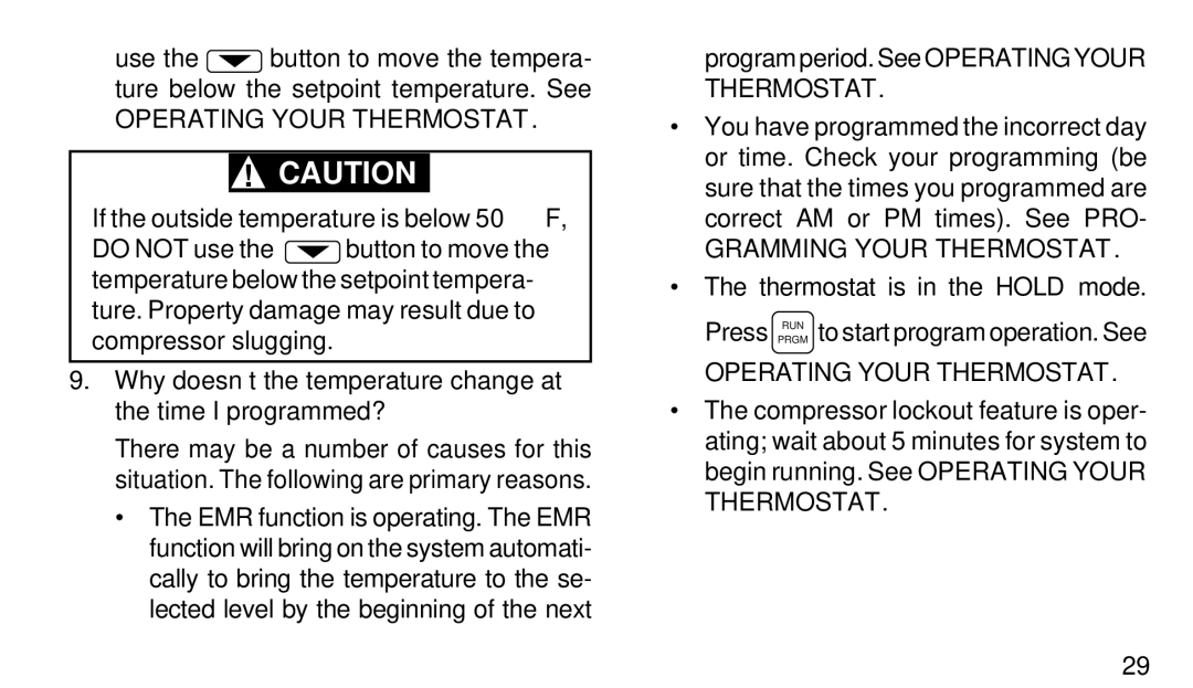 White Rodgers 1F90-51 manual Operating Your Thermostat 