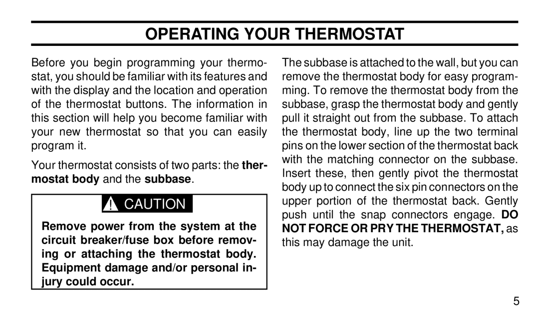 White Rodgers 1F90-51 manual Operating Your Thermostat 