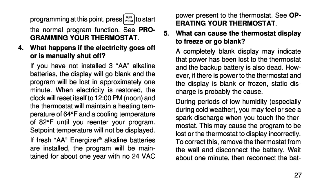 White Rodgers 1F90-51 manual Gramming Your Thermostat, Erating Your Thermostat 