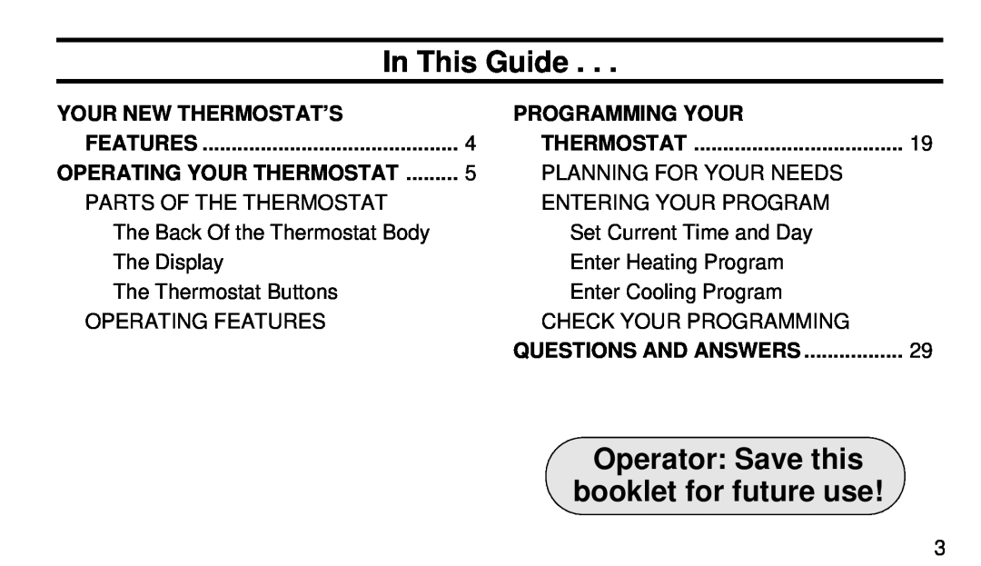 White Rodgers 1F90-51 manual In This Guide, Your New Thermostat’S, Programming Your, Operating Your Thermostat 