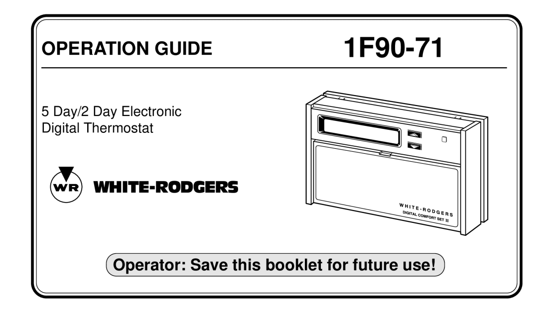 White Rodgers 1F90-71 manual 